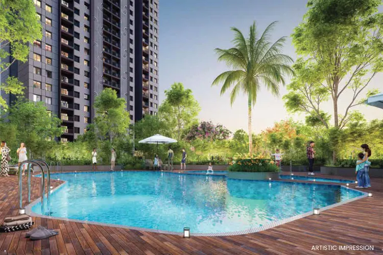 Premium swimming pool with towers view